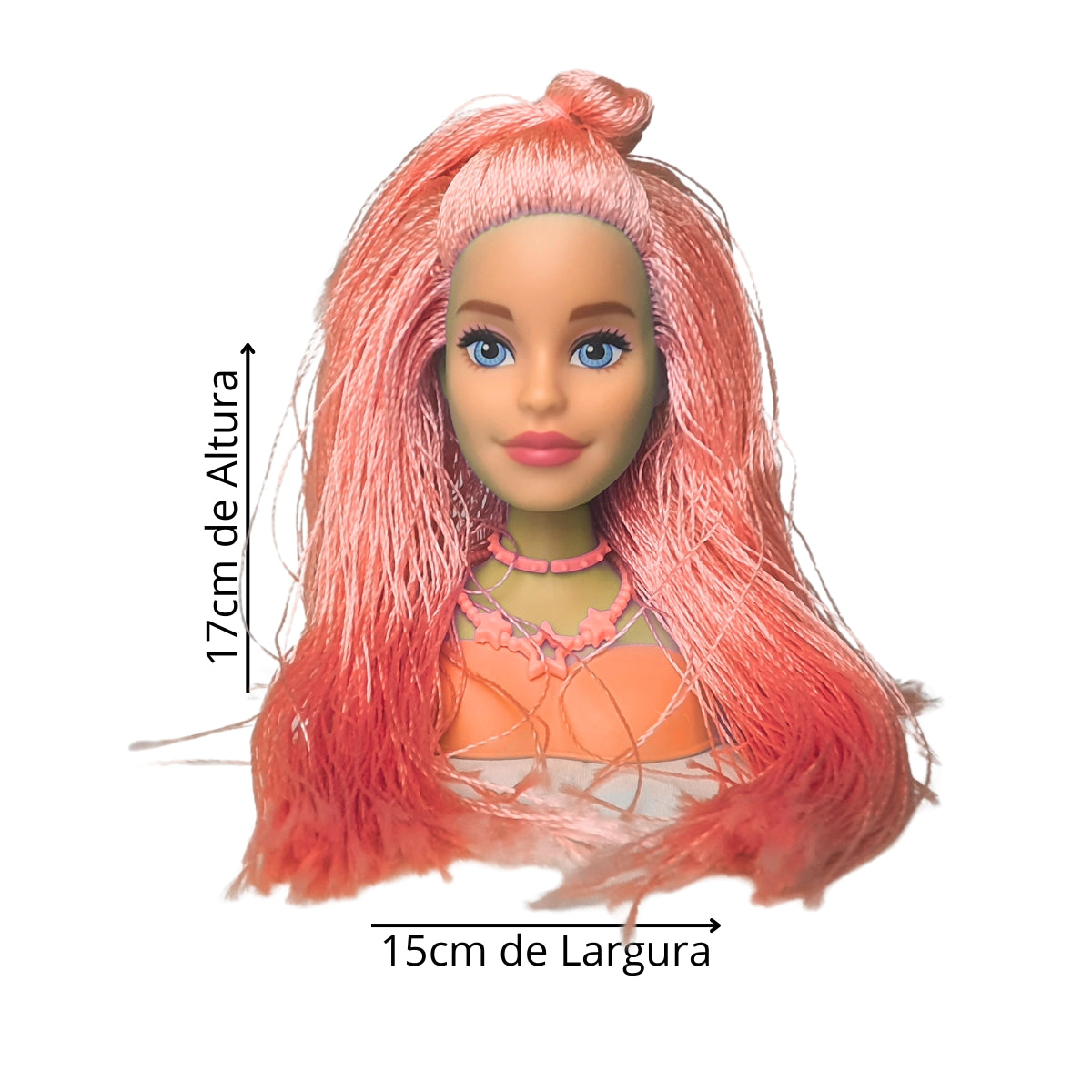 Boneca Barbie Mini Styling Head - Special Hair Cor Salmão Boneca Barbie Mini Styling Head - Special Hair Cor Salmão